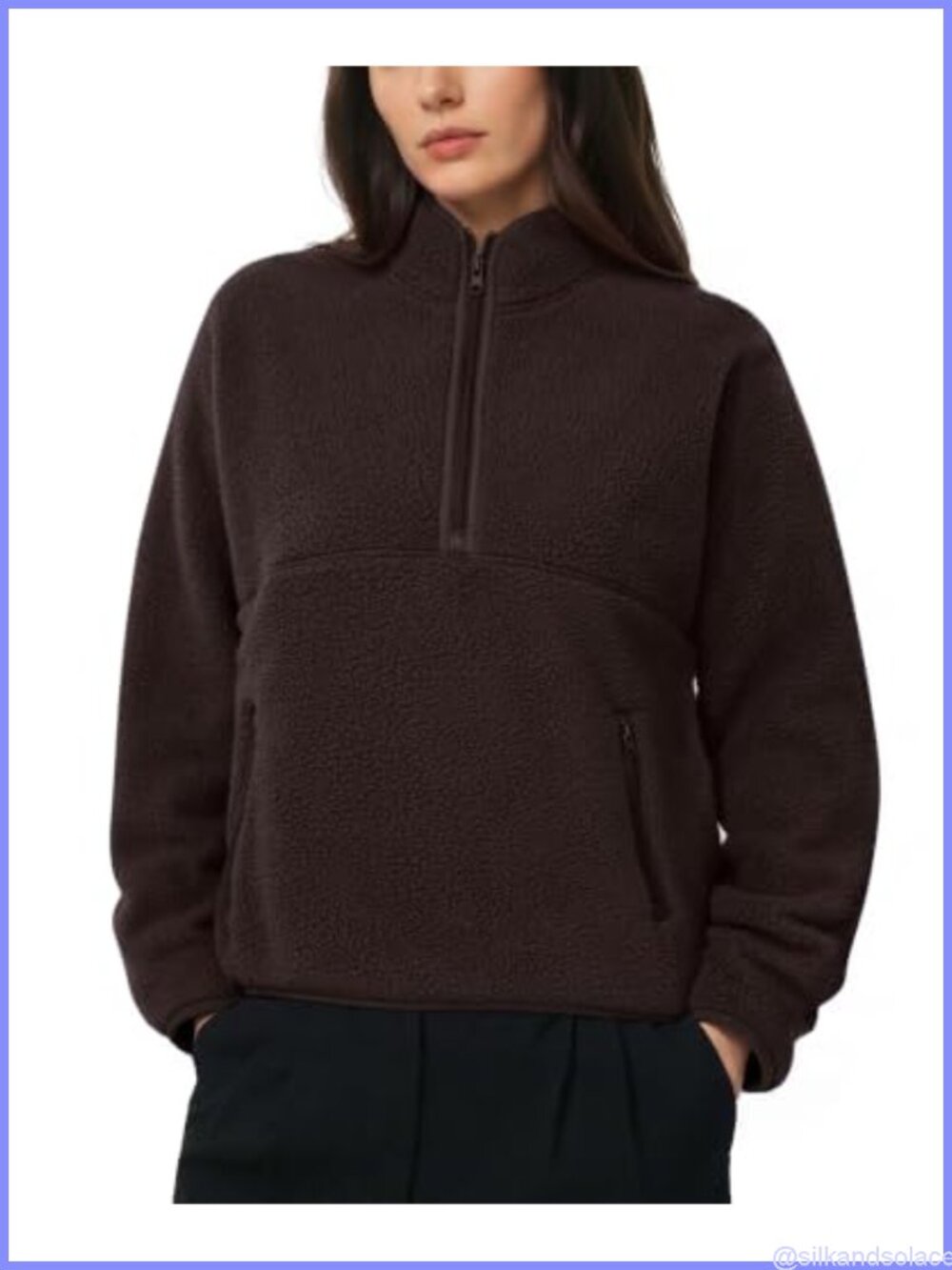 Quarter Zip Fleece Pullover Sweatshirt Fuzzy Sherpa Jacket Cropped